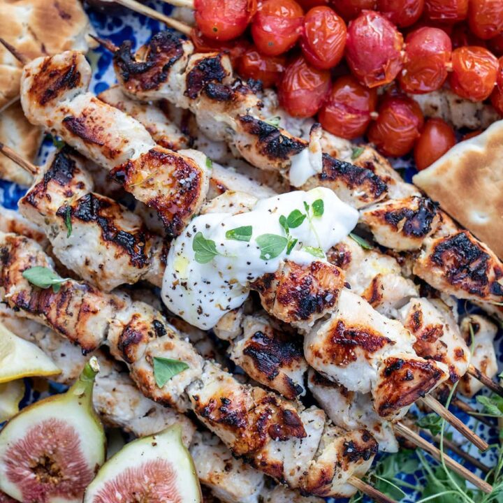 Marinated Greek Yogurt Chicken Skewers are perfect for grilling!