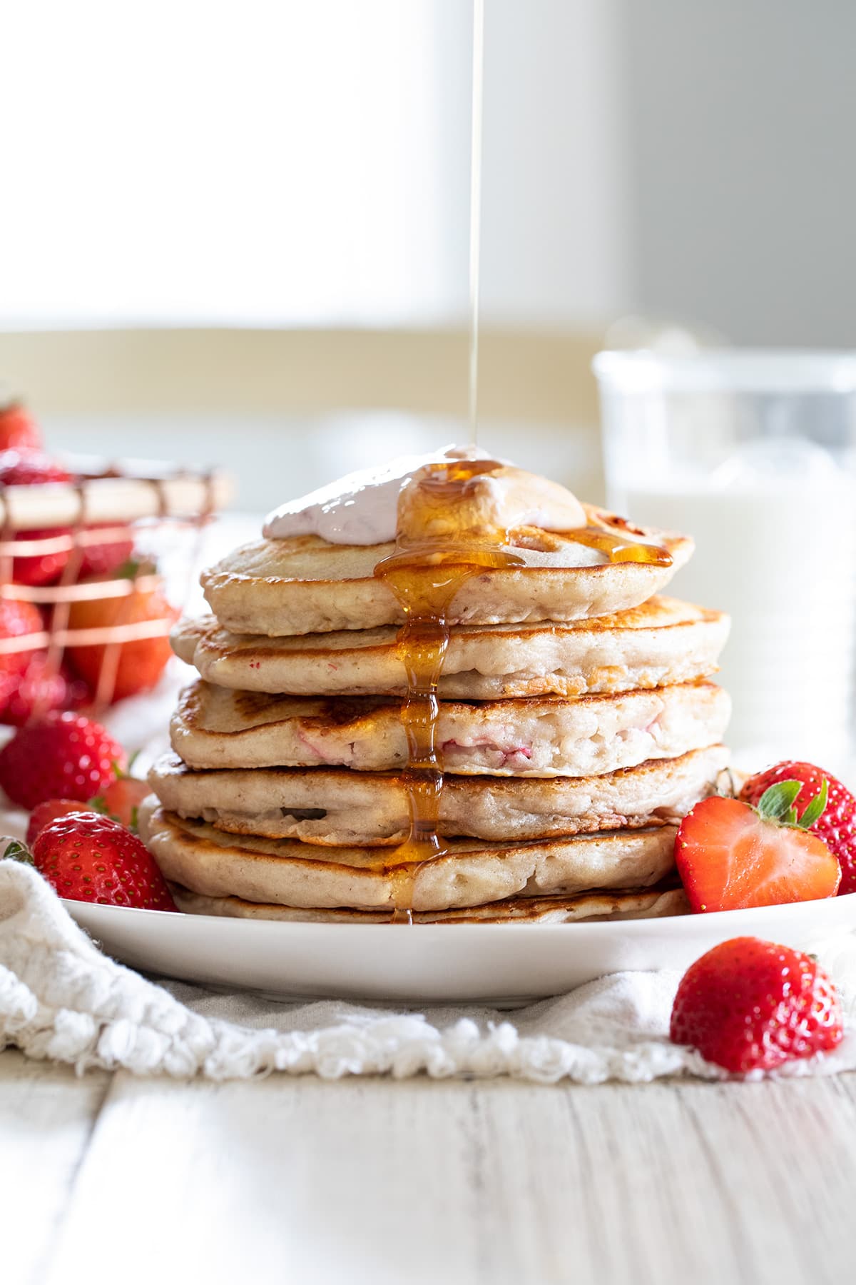 Double Strawberry Yogurt Pancakes