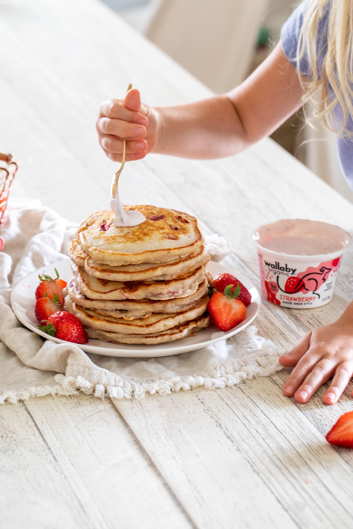 Double Strawberry Yogurt Pancakes