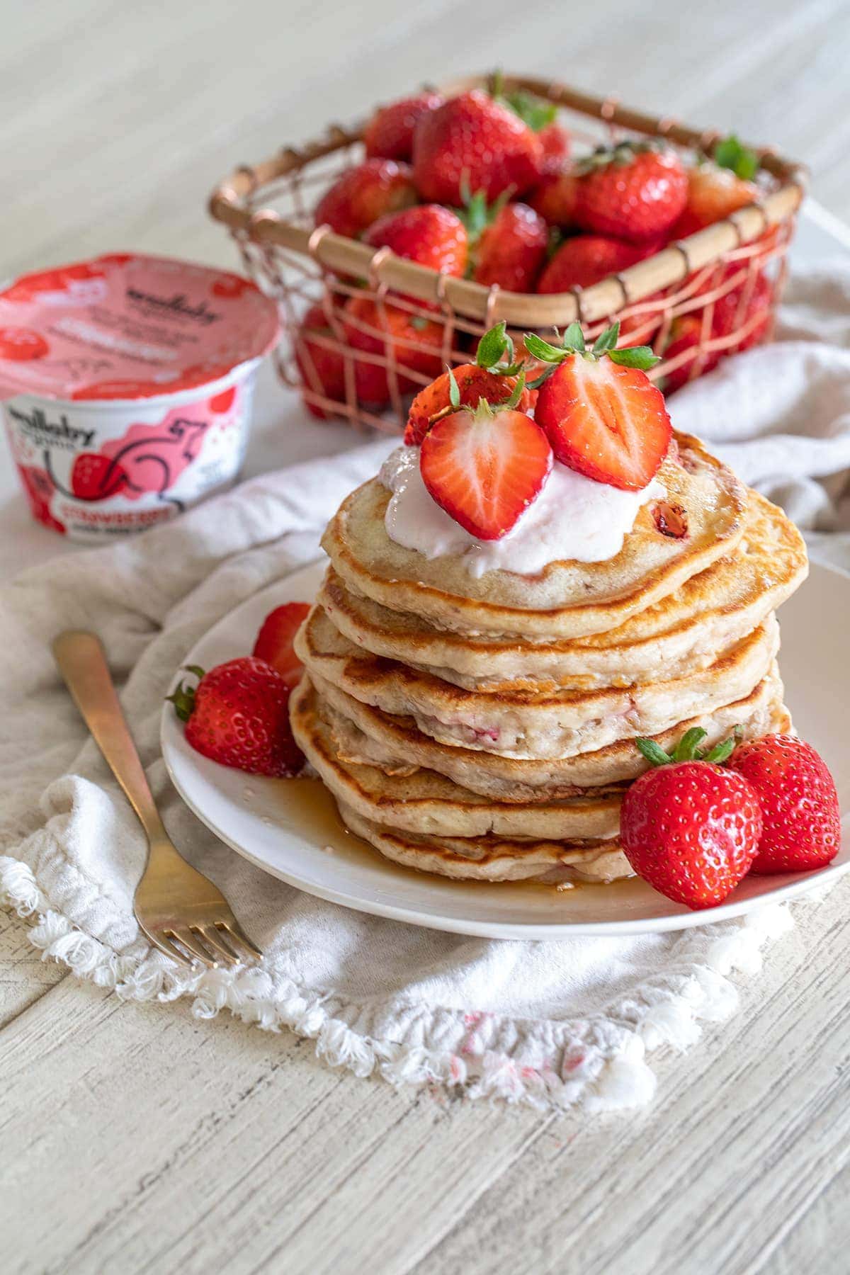 Double Strawberry Yogurt Pancakes