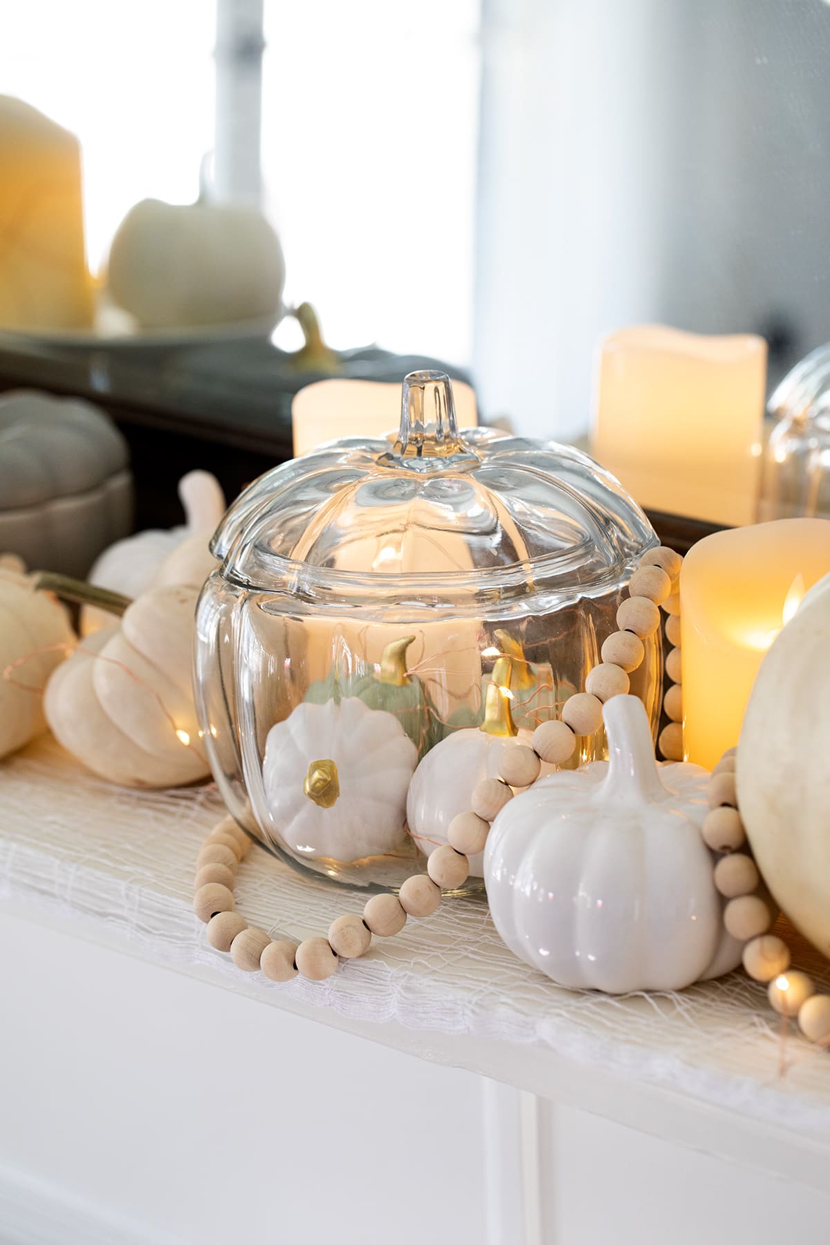 Chic White Pumpkin Halloween Decor