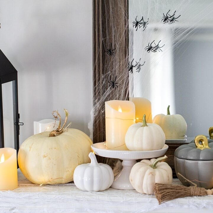 Chic White Pumpkin Halloween Decor
