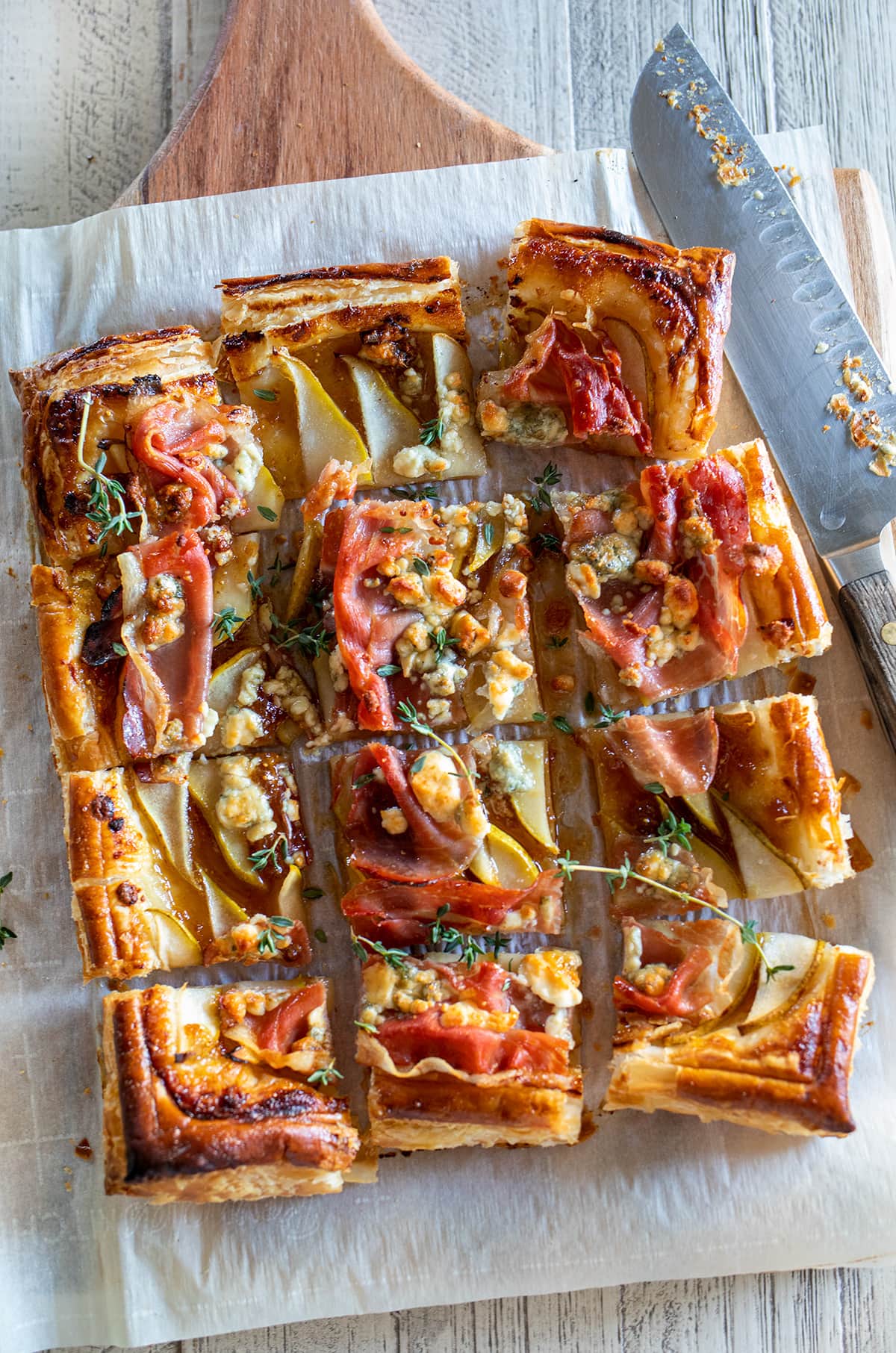 Pear, Prosciutto and Blue Cheese Puff Pastry Tarte