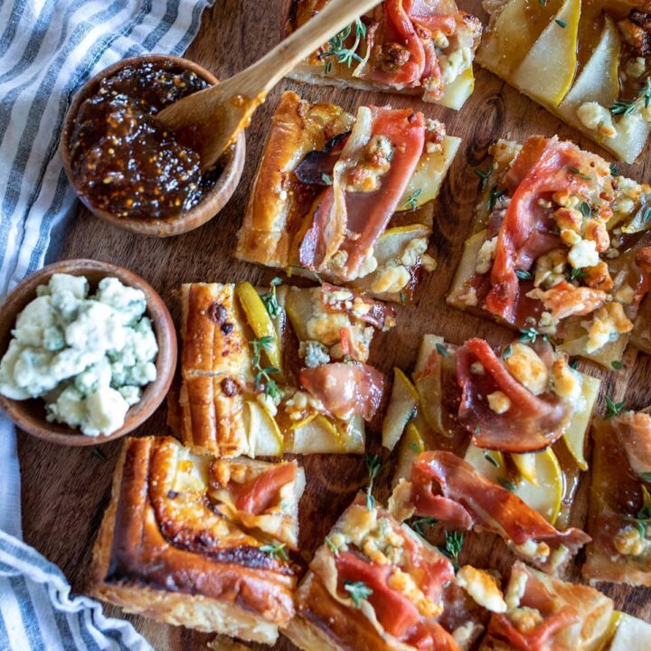 Pear, Prosciutto and Blue Cheese Puff Pastry Tarte