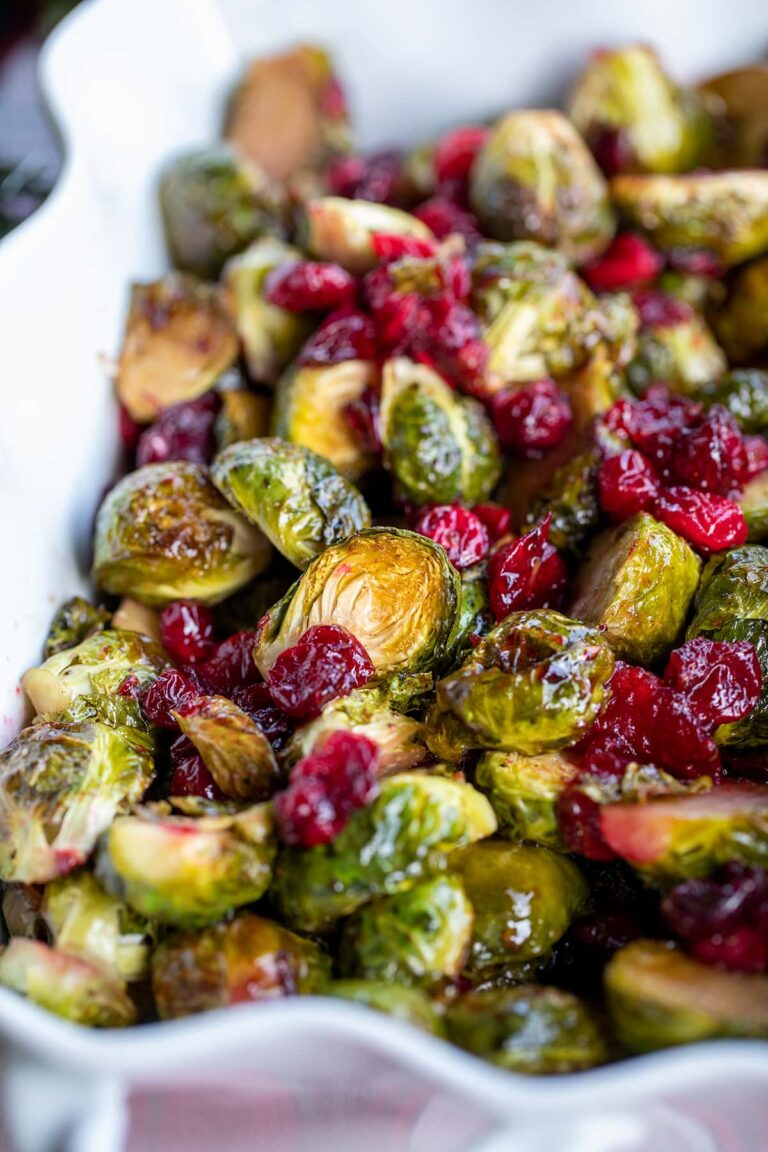 Roasted Brussels Sprouts with Cranberries • Freutcake