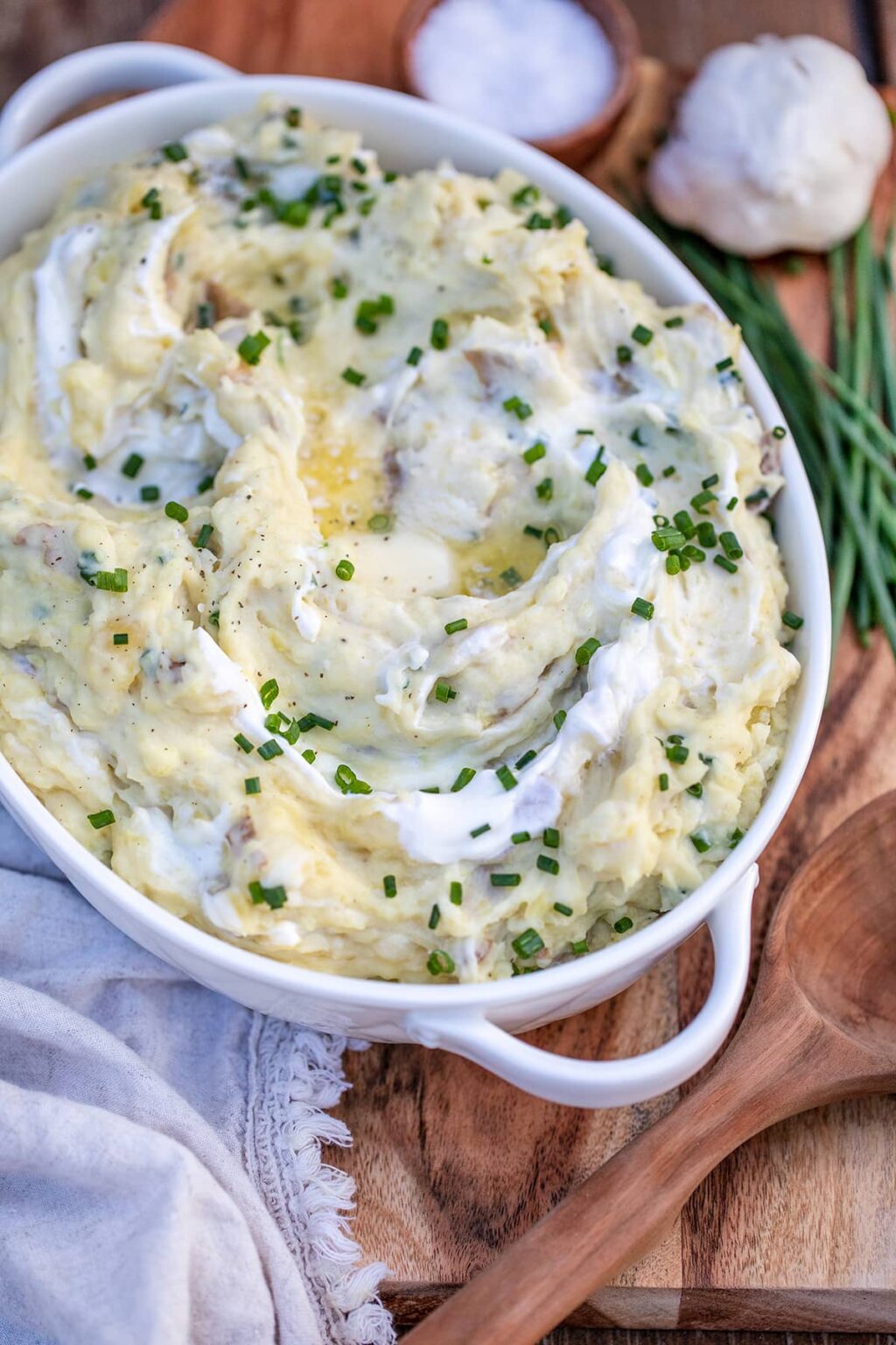 Sour Cream and Chive Mashed Red Potatoes • Freutcake