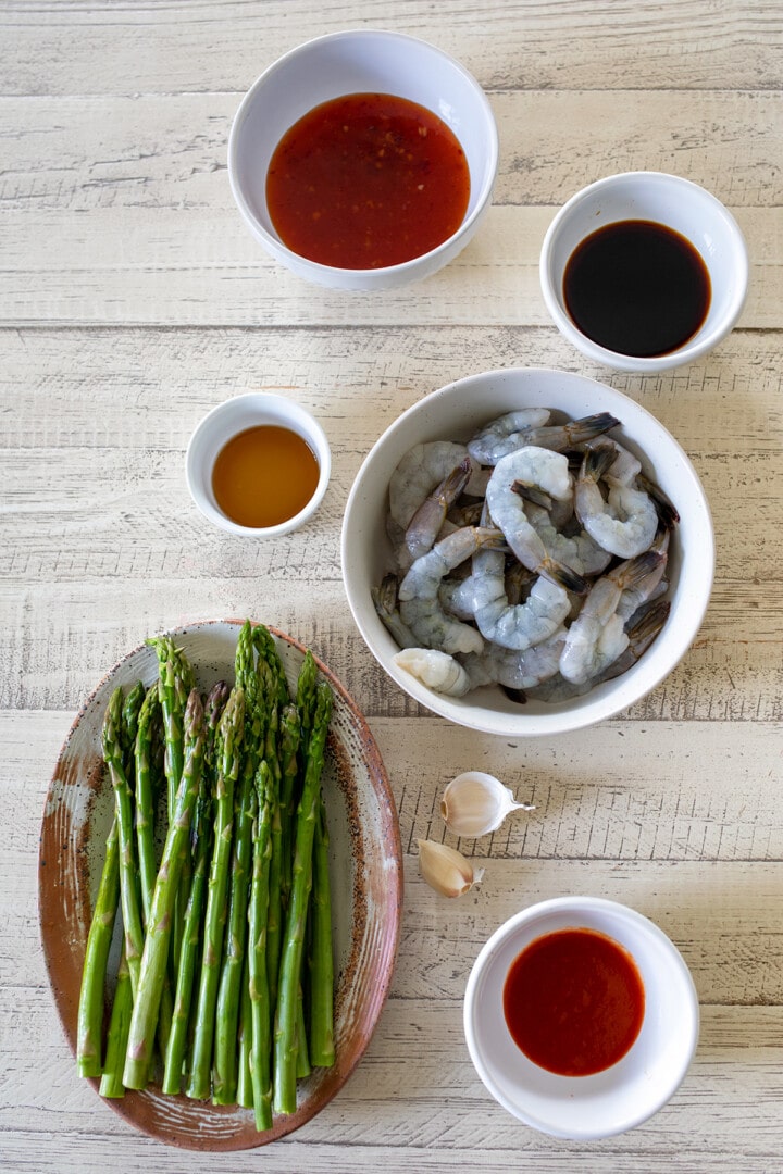 Sheet Pan Sweet Chili Garlic Shrimp with Asparagus