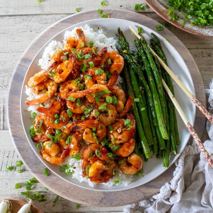 Sheet Pan Sweet Chili Garlic Shrimp with Asparagus