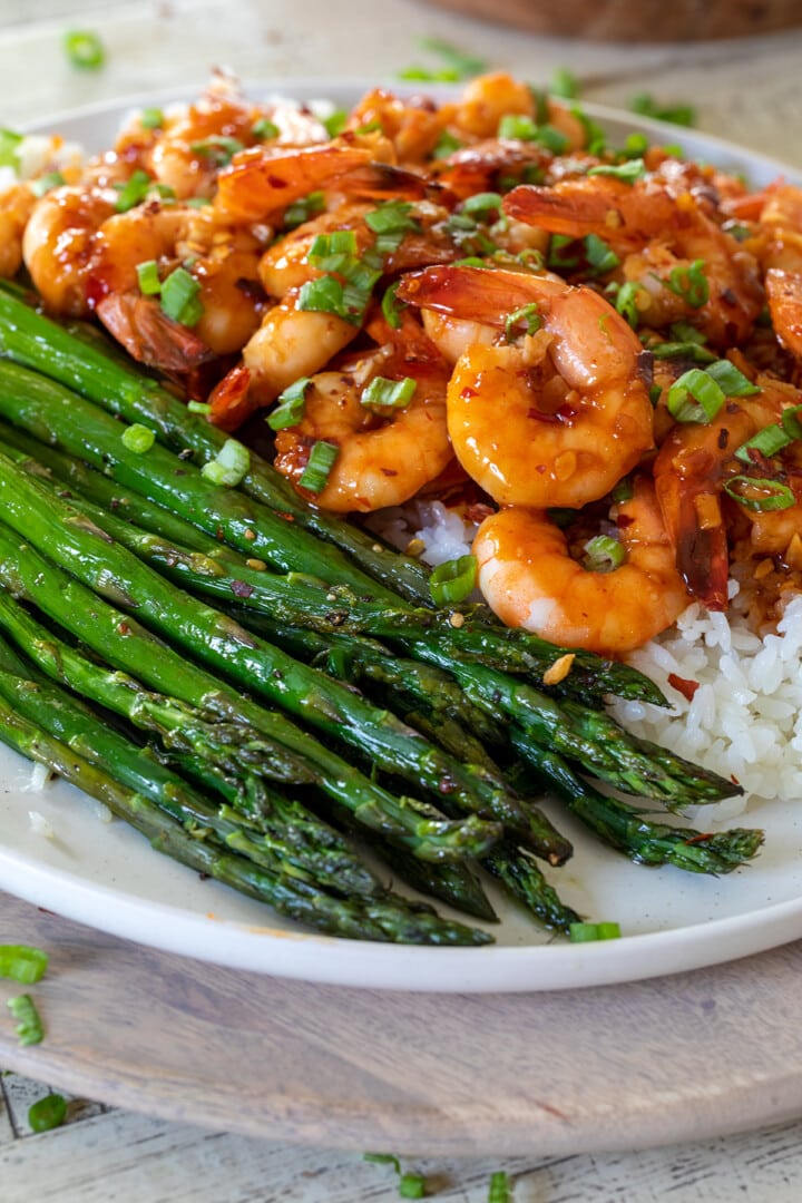 Sheet Pan Sweet Chili Garlic Shrimp with Asparagus