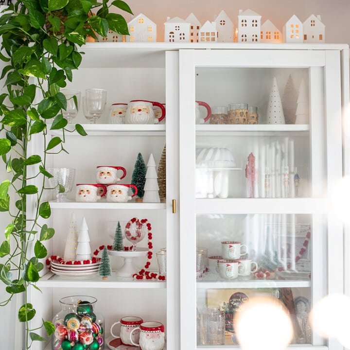Christmas Curio Cabinet Santa Mugs