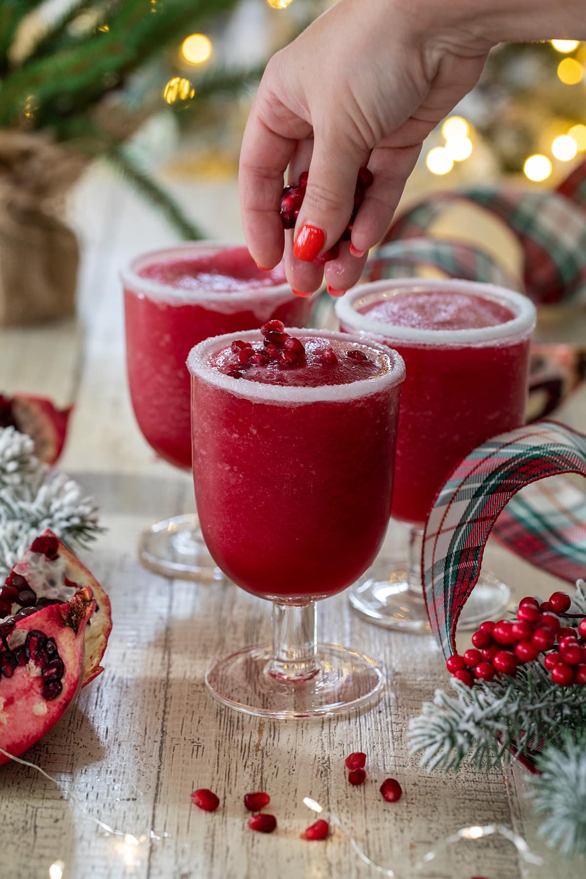 Frozen Pomegranate Christmas Margarita