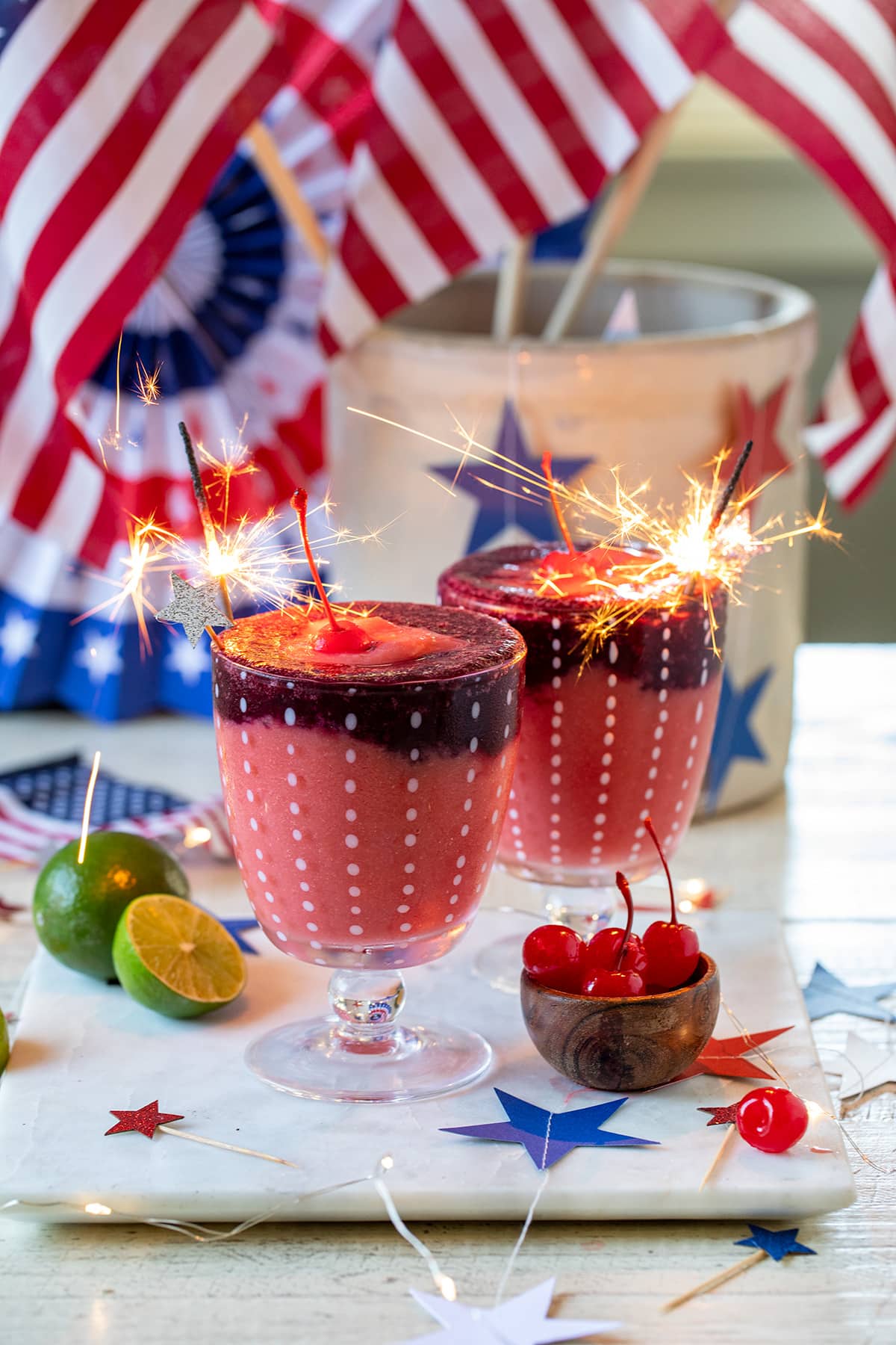 Frozen Strawberry Blueberry Daiquiri for 4th of July