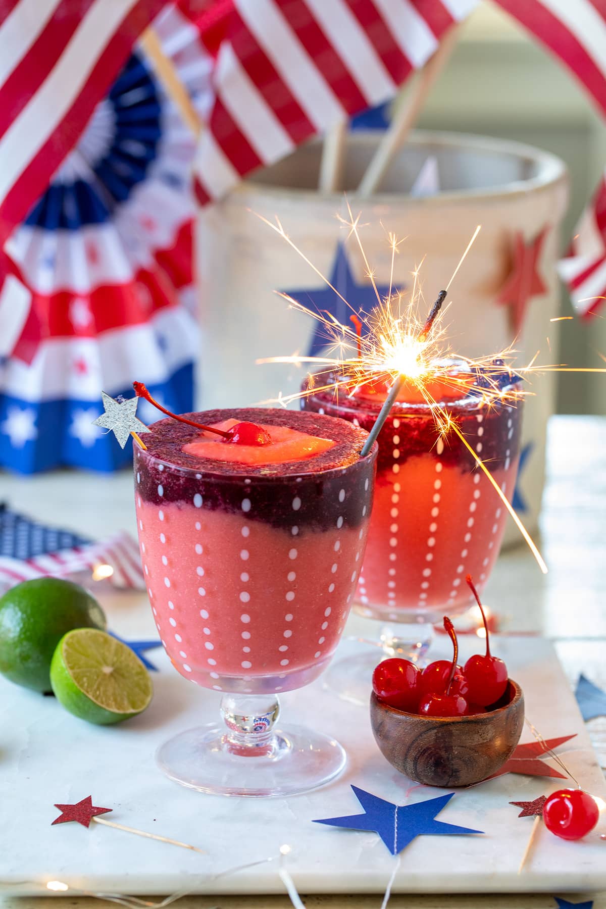 Frozen Strawberry Blueberry Daiquiri for 4th of July