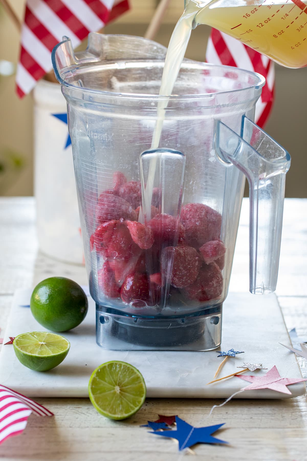 Frozen Strawberry Blueberry Daiquiri for 4th of July