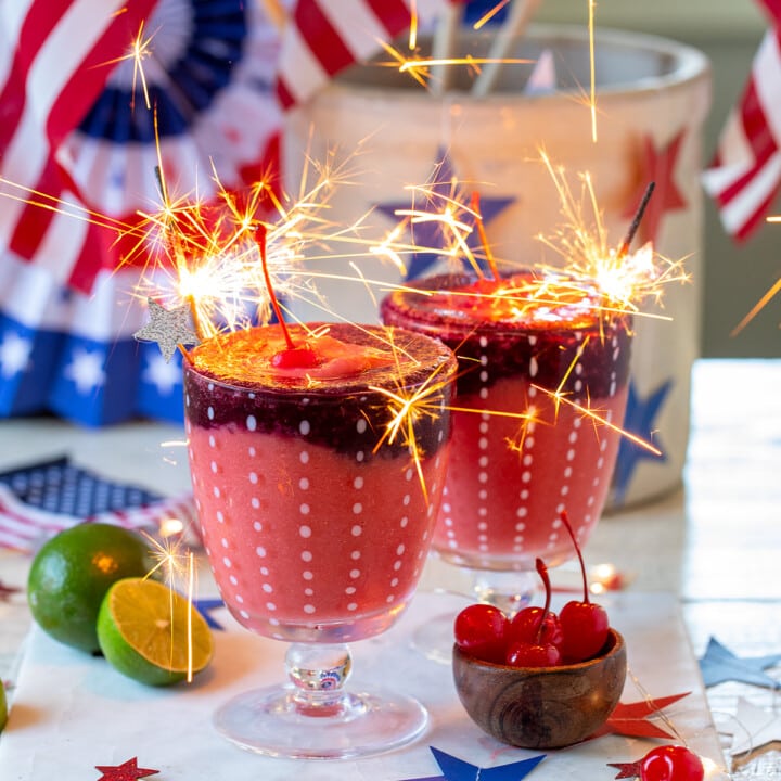 Frozen Strawberry Blueberry Daiquiri for 4th of July