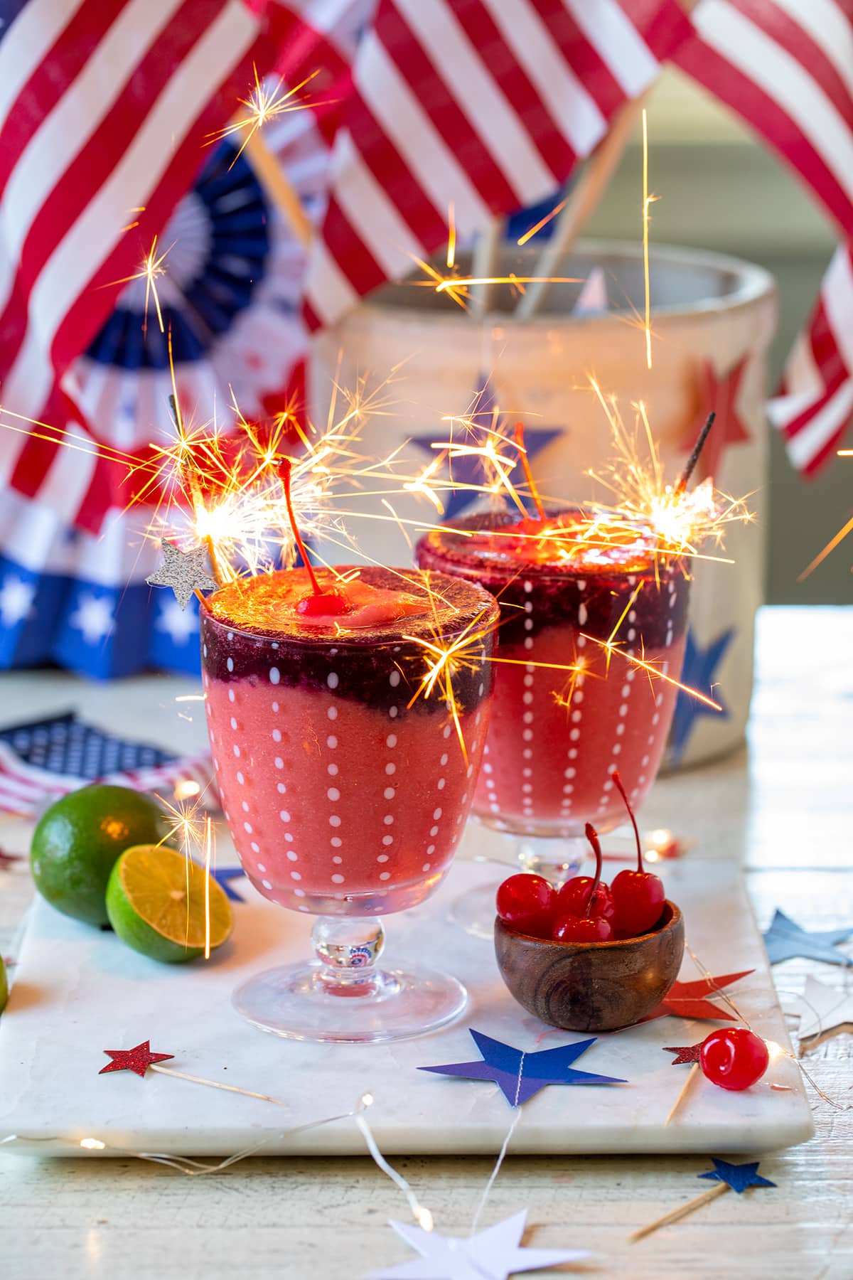 Frozen Strawberry Blueberry Daiquiri for 4th of July