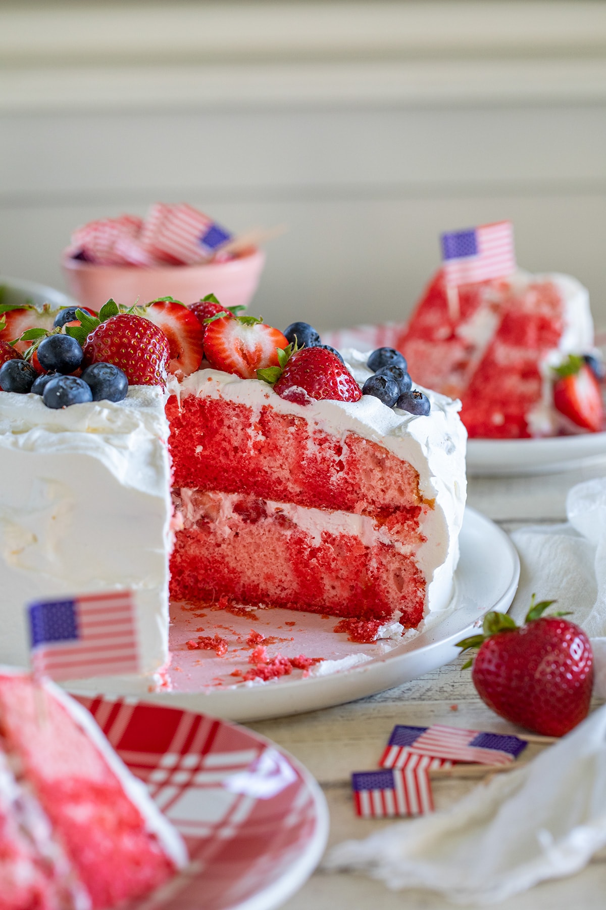 Layered Strawberry Jello Poke Cake Recipe