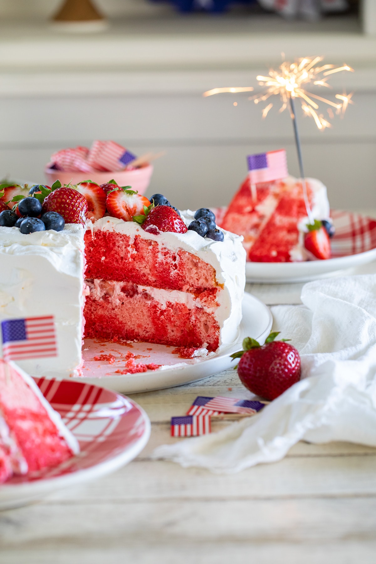 Layered Strawberry Jello Poke Cake Recipe