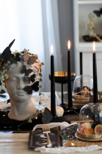 A Mystical Halloween Table with mini domed charcuterie