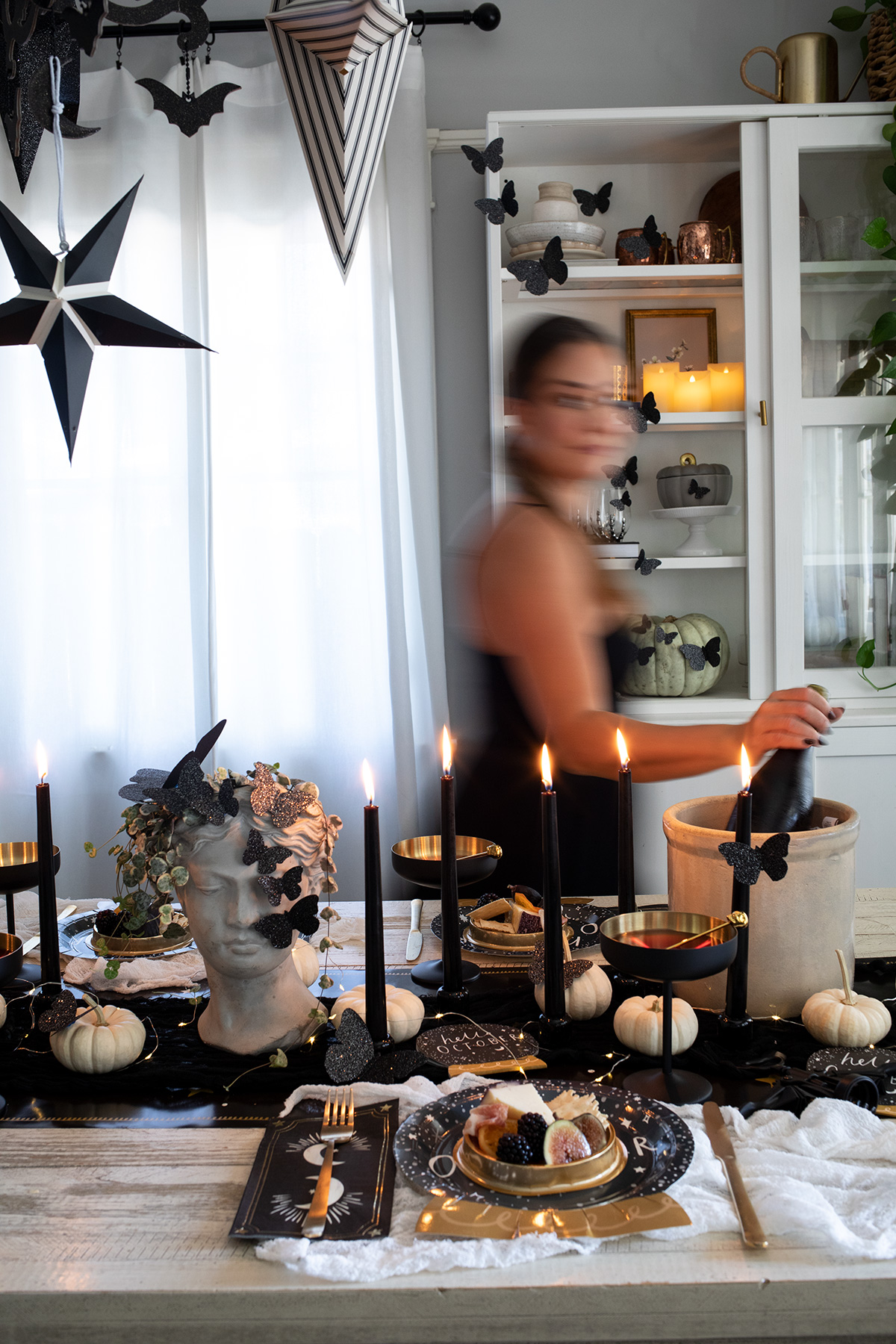 A Mystical Halloween Table with mini domed charcuterie