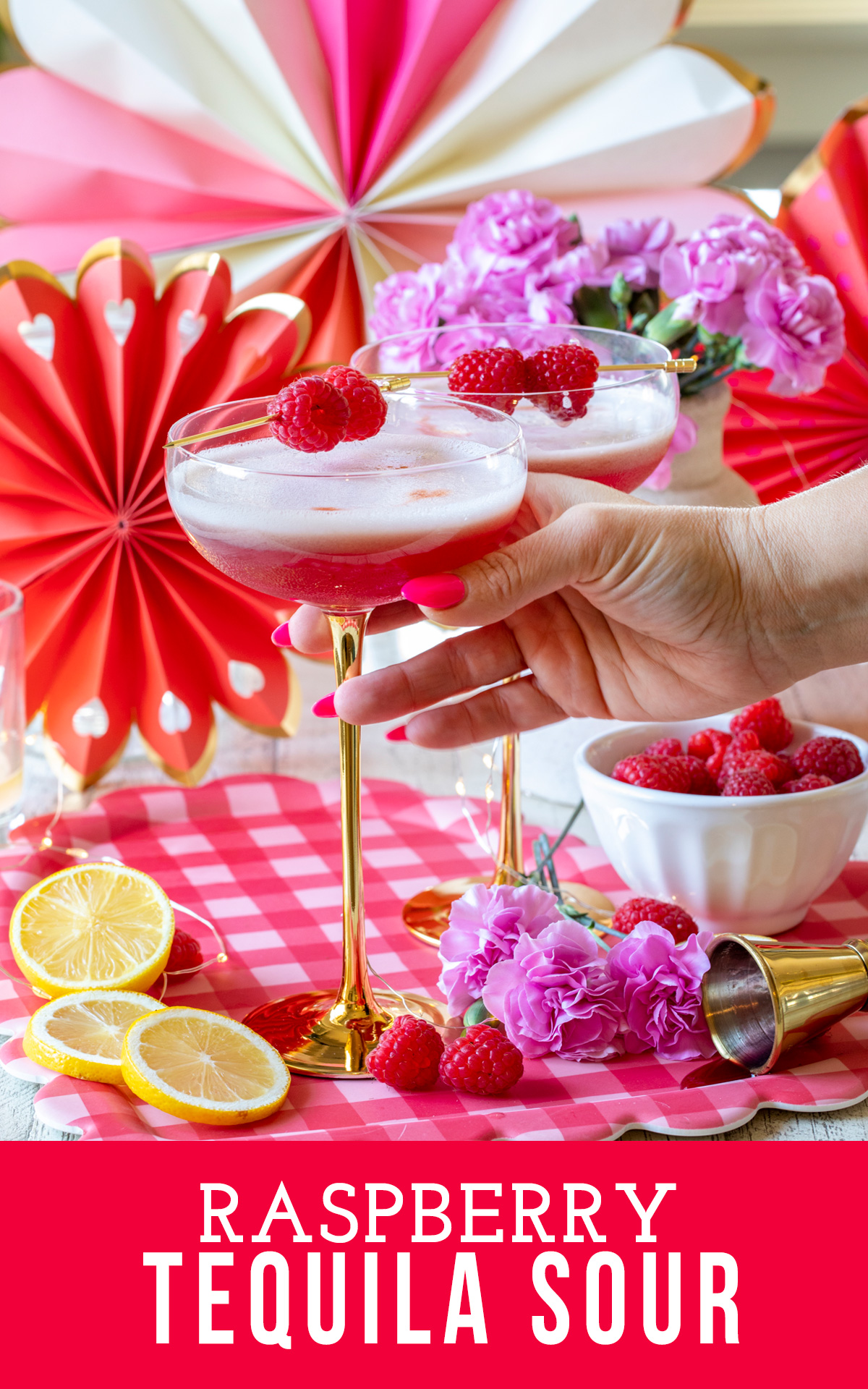 Raspberry Tequila Sour Recipe for Valentine's Day