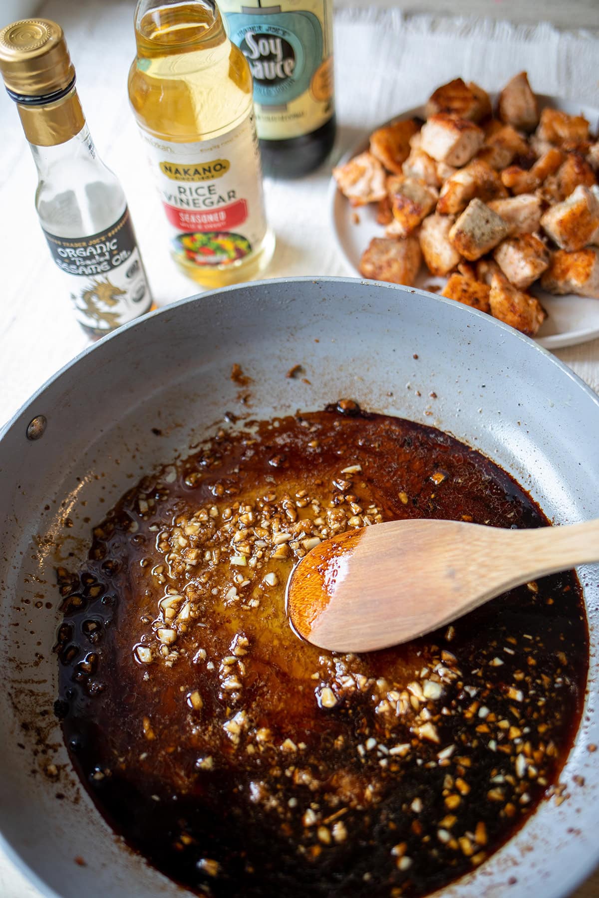 Sticky Honey Garlic Salmon Bites