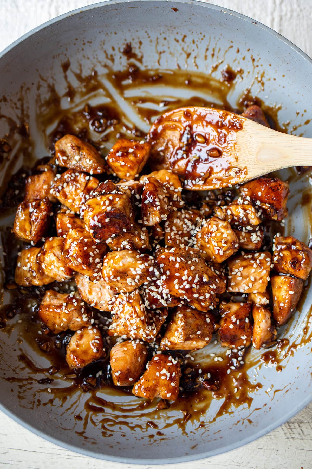 Sticky Honey Garlic Salmon Bites