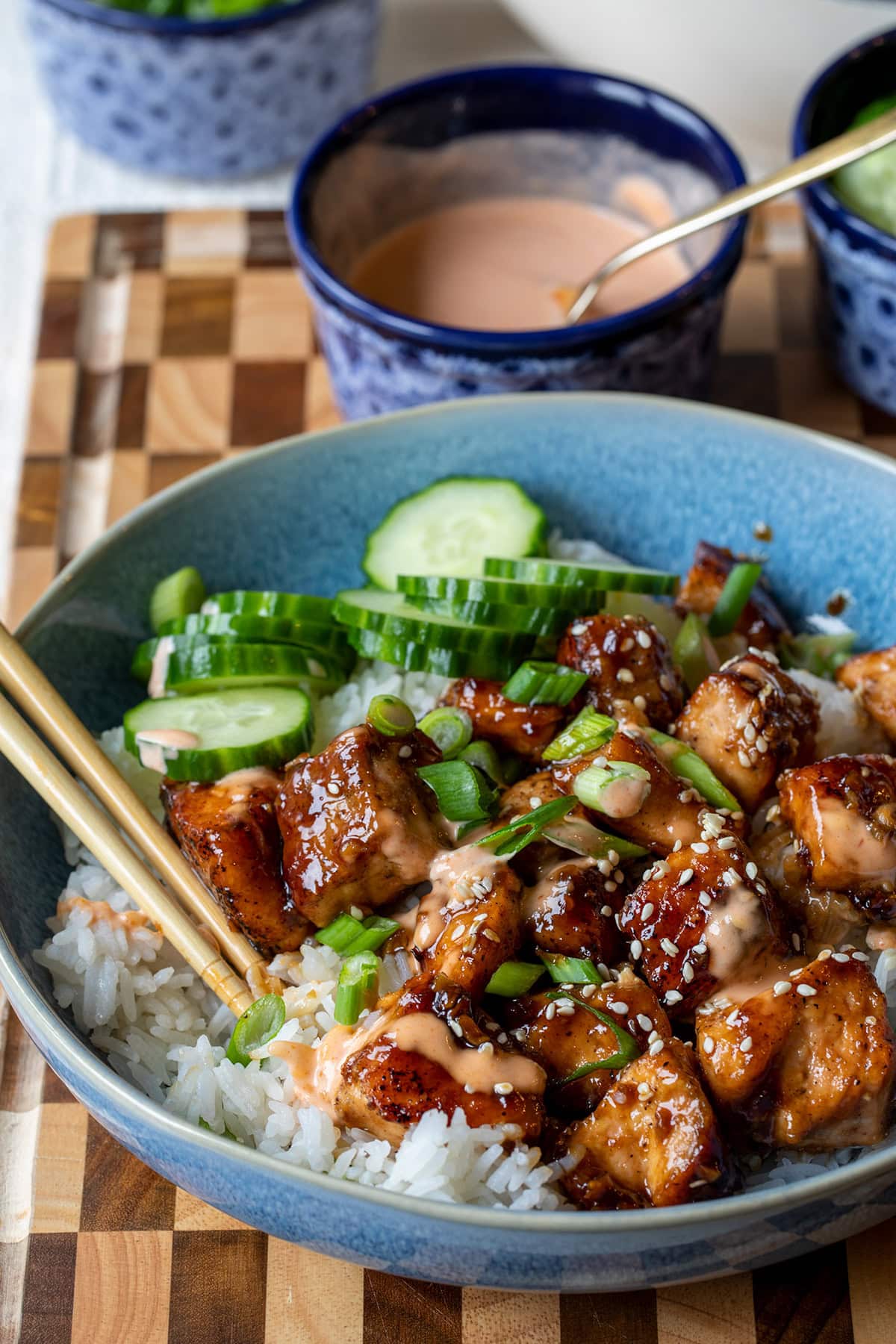Sticky Honey Garlic Salmon Bites