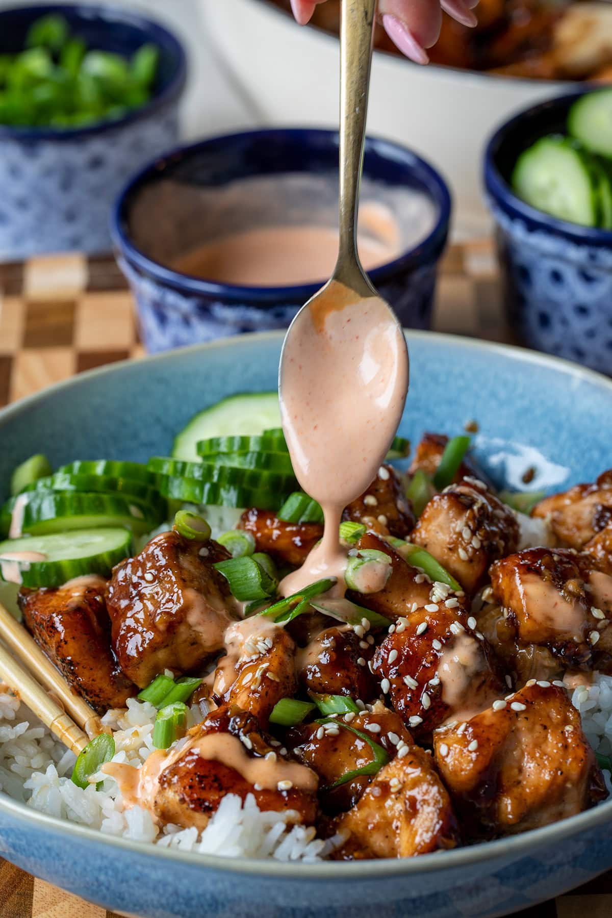 Sticky Honey Garlic Salmon Bites